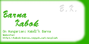 barna kabok business card